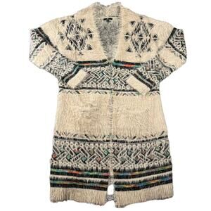 Womens Aztec Duster Cardigan Medium / Large Southwestern Long Sleeve Multicolor